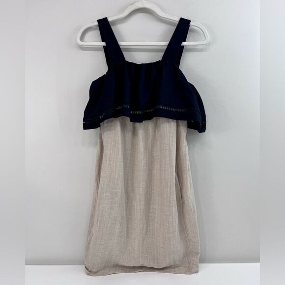 Tela Dresses & Skirts - $650 TELA Cima Color Block Linen Shift Dress Black Tan with Pockets Size Medium